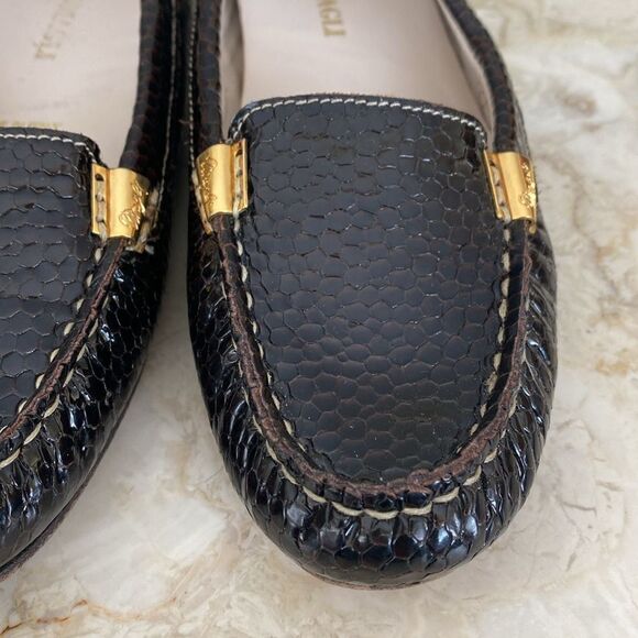 Bruno Magli Snake Embossed Leather Driving Flats Loafers - Picture 7 of 15